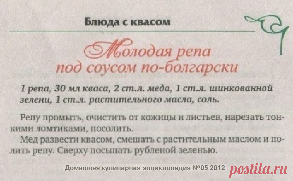 Молодая репа под соусом по-болгарски