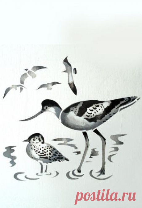 Coastal Birds Stencil 1 - Henny Donovan Motif Avocet and Seagulls Stencil
2 layer stencil
Create your own coastal style with the Coastal Birds Stencil 1. Bring the seashore outdoors to your decorating with these beautifully detailed coastal birds - the striking Avocet, baby Sandpiper and Seagulls. This easy to use two layer stencil is ideal for decorating walls, furniture and cushion covers in beach rooms and rooms where a coastal style is called for. See size specificatio...