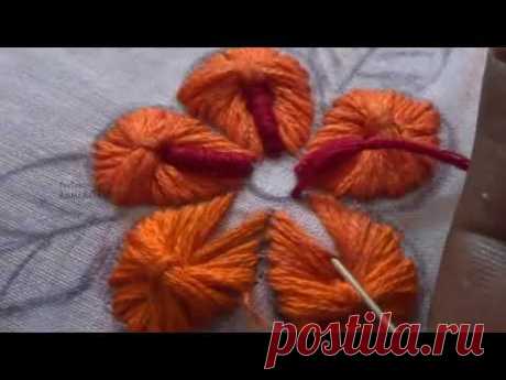 Hand Embroidery Stitches Flower Design  by Amma Arts