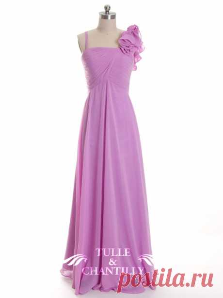 Long Lilac Asymmetry Shoulders Chiffon Bridesmaid Dress [TBQP228] - $145.00 : Custom Made Wedding, Prom, Evening Dresses Online | Tulle &amp; Chantilly