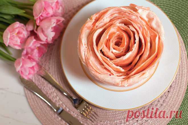 Блинный торт «Роза»: пошаговый рецепт c фото