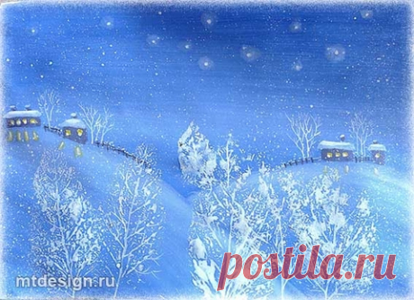 Зимняя ночь. Как нарисовать зимний пейзаж гуашью | Алые паруса