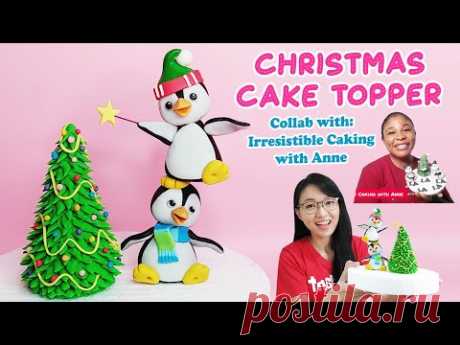 Christmas Tree & Penguins Cake Topper | Christmas Cake Topper Tutorial | Fondant Christmas Tree