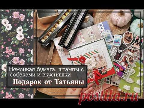 Немецкая бумага, штампы с собаками и вкусняшки\ Подарок от Татьяны / скрапбукинг
