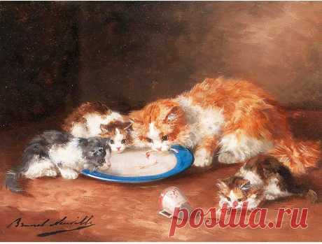 Amazon.com: Brunel-neuville Mother Cat Kittens Painting Large Print Poster Wall Art Decor Изображение: Плакаты и принты