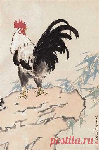 Rooster, 1943 - Xu Beihong - WikiArt.org ‘Rooster’ was created in 1943 by Xu Beihong in Ink and wash painting style. Find more prominent pieces of animal painting at Wikiart.org – best visual art database.