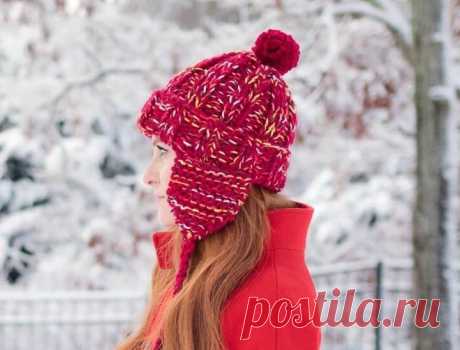 Женская шапка ушанка спицами описание вязания - WEKNIT Эта женская шапка ушанка связанная спицами согреет в холодные зимние дни и сделает ваш образ более ярким и привлекательным. Схема вязания
