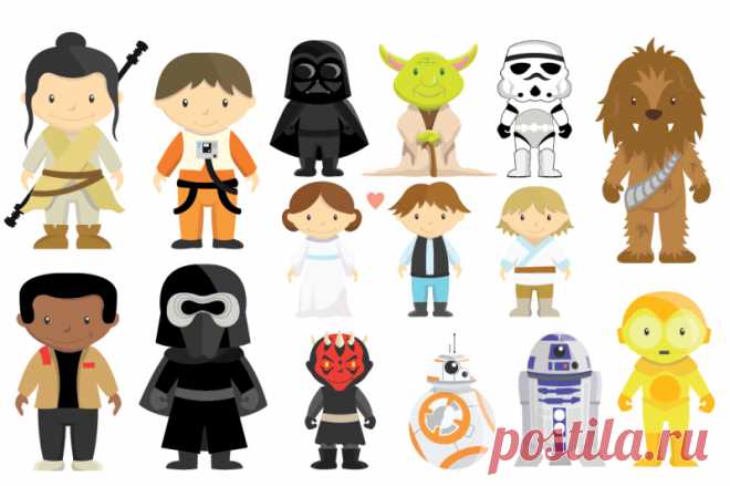 Star Wars Characters Clipart Set By Julia Sunrain Graphics | TheHungryJPEG.com