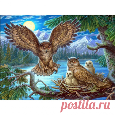 Owl Family Diamond Art Painting Kit STRESS RELIEF ON A CANVAS New to Diamond Painting and just starting out?   Are you a seasoned Diamond Painting pro looking for new designs and a better customer experience? Diamond Art Gifts has what you need:   Each of our premium quality Diamond Painting Kits comes in 2 to 4 different sizes. We have smaller sizes per