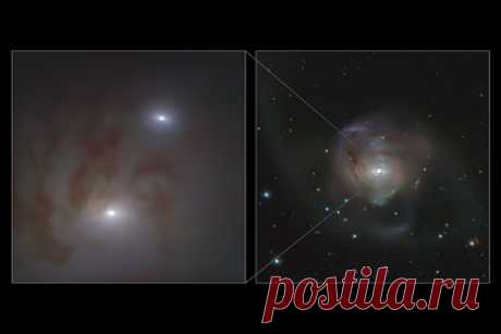 Обнаружены ближайшие друг к другу гигантские черные дыры. Астрономы с помощью телескопа VLT Европейской Южной Обсерватории обнаружили пару сверхмассивных черных дыр, которые расположены друг к другу ближе, чем другие пары черных дыр из когда-либо наблюдавшихся. Они находятся в галактике NGC 7727, и были найдены по гравитационному влиянию на другие звезды.