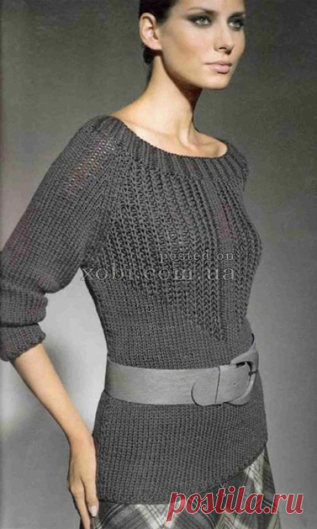 пуловер с узором из патентных петель