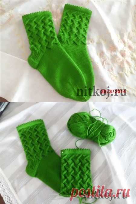 Носочки спицами, красивый узор для носка » Ниткой - вязаные вещи для вашего дома, вязание крючком, вязание спицами, схемы вязания