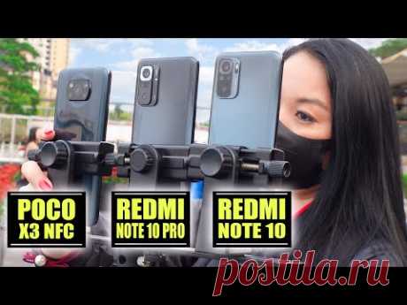 Poco X3 NFC vs Redmi Note 10 Pro vs Redmi note 10 camera teste comparacao review unbox