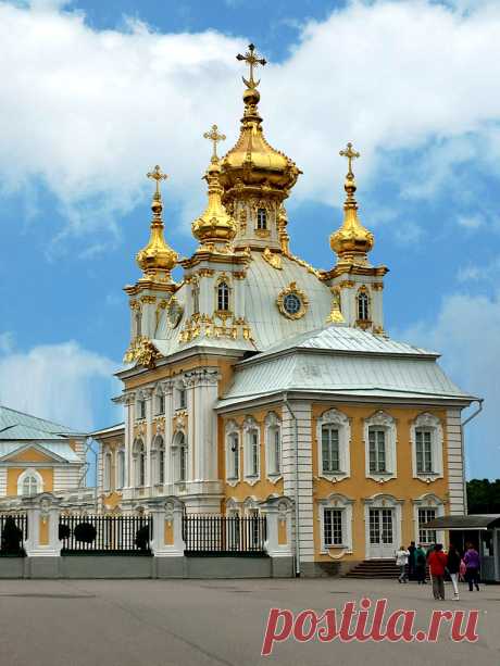 Peterhof Royal Court Church, St. Petersburg, Russia. The Royal Court Church at Peterhof, was a witness to family celebrations of the Romanov's Home. Here, there were not only weddings and baptism of newly borns, but also celebrations of the most important dates of state and religious holidays. The christening of four of the five children of the last Russian Emperor Nicholas II, were the final pages in the history of the church. The baptism of his long-awaited heir, Tsarevi...