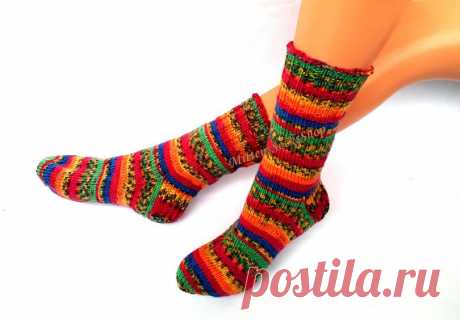 Rainbow Hand Knitted Socks Women's Socks Stylish Socks Girl's Socks Colorful Knitted...