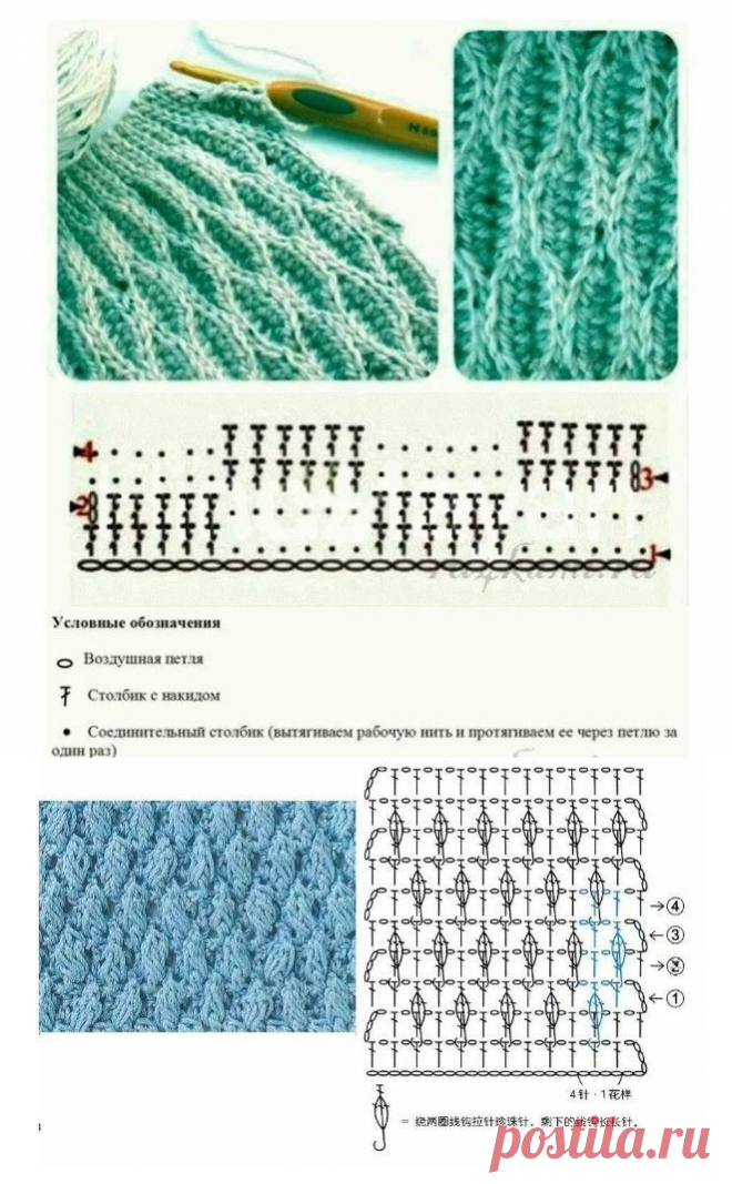 Плотные узоры для вязания крючком. Схемы. / knittingideas.ru