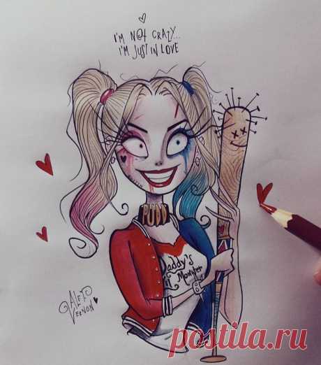 I'm not crazy i'm just in love Harley Quinn art by…