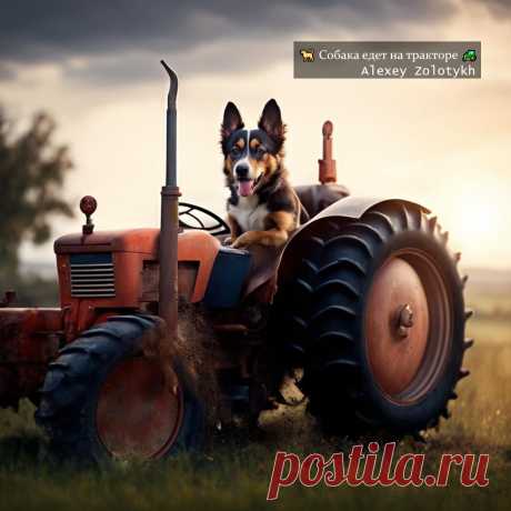 🐕 Собака едет на тракторе 🚜