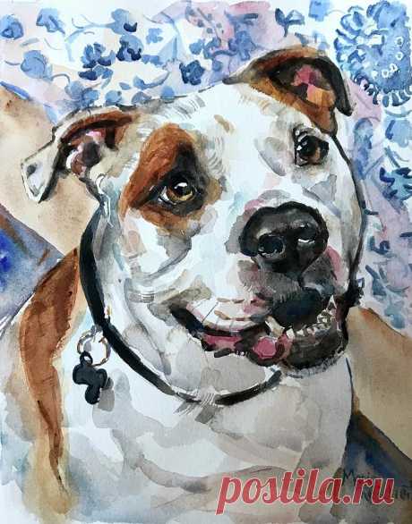 White Dog In Watercolor by Maria Reichert White Dog In Watercolor Painting by Maria Reichert