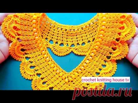 very easy crochet collar/crochet neck design/ crochet collar/lece look collar