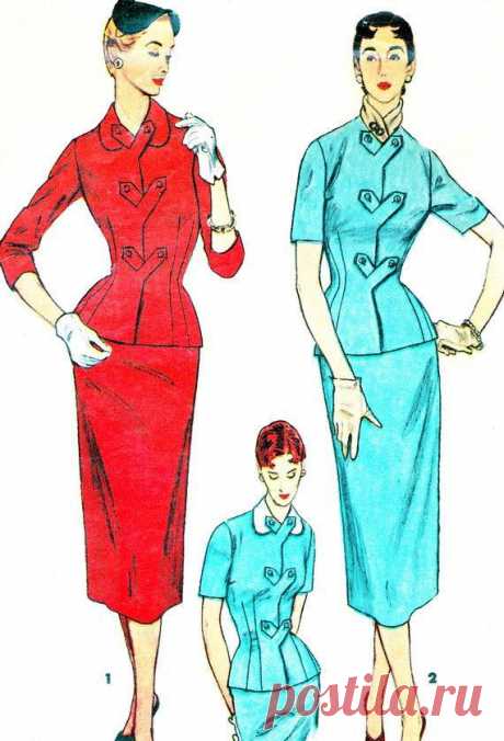 1950s Dress Pattern Simplicity 4781 Two Piece Dress Fitted Peplum Jacket and…