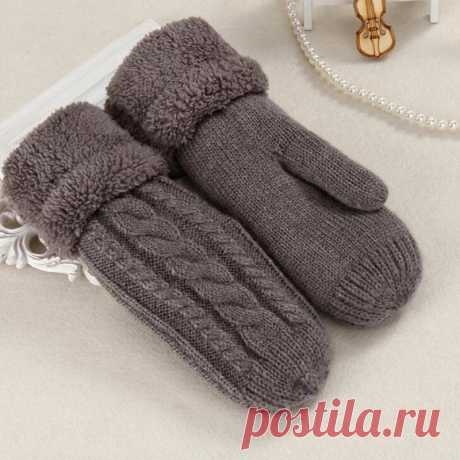 Зимние женские варежки из толстой шерсти | Женские перчатки |