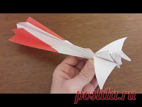 Origami crane; Как сделать оригами журавля с большим хвостом