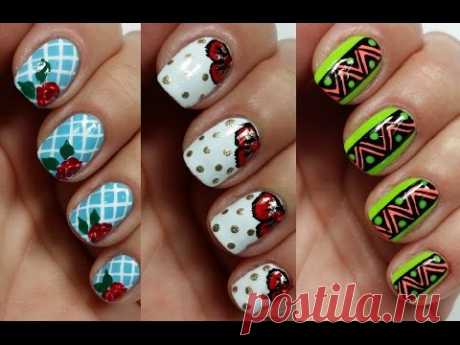 3 Easy Nail Art Designs for Short Nails | Freehand