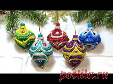 Игрушки на ёлку своими руками, новогодние фонарики из фоамирана 🎄 DIY Christmas ornaments