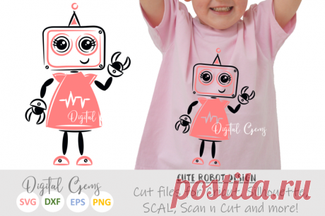 Girl Robot SVG / DXF / EPS / PNG files By Digital Gems | TheHungryJPEG.com