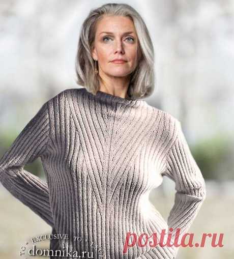Стильный вязаный свитер для женщин 60 лет схемы спицами