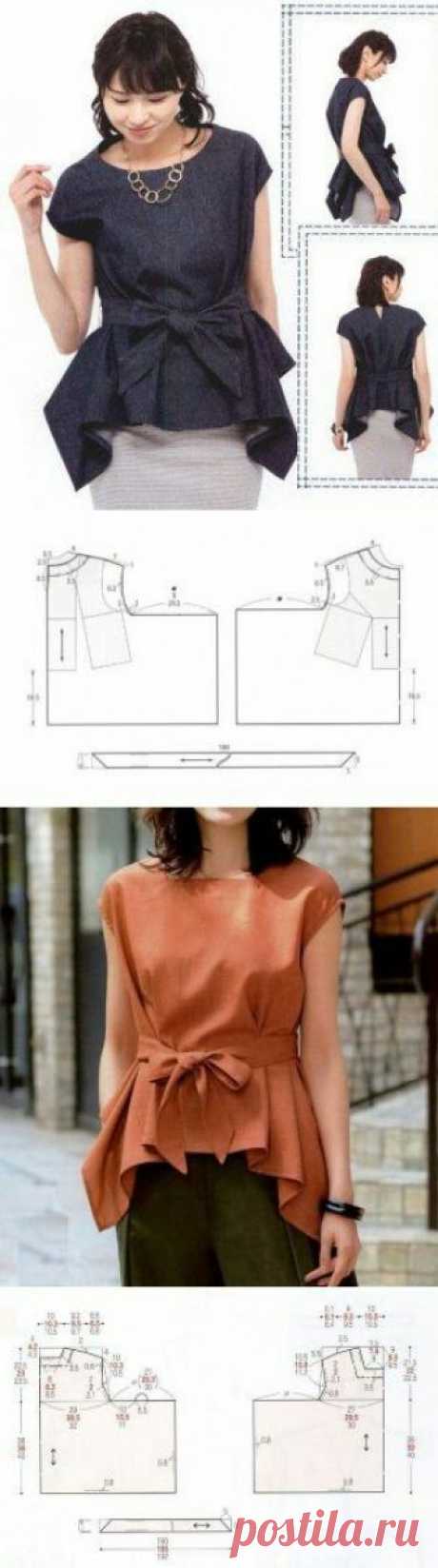 Японская выкройка блузки с углами Модная одежда и дизайн интерьера своими руками