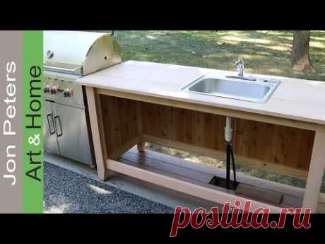 Build an Outdoor Kitchen Cabinet &amp; Countertop with Sink - YouTube