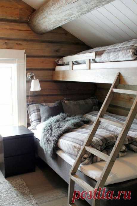 I like the built in bunkbed look, I like having a double size on the bottom. Would need a better rail on top to prevent falls. I also like the accent wall. Could also be the same as ceiling material…