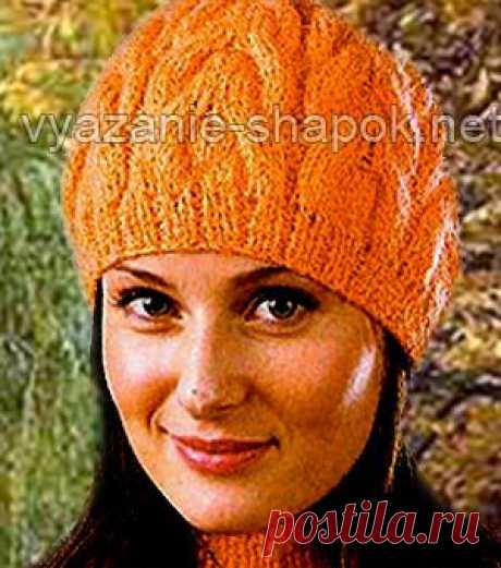 Вязание спицами зимних шапок – оранжевая шапочка с узором | ВЯЗАНИЕ ШАПОК: женские шапки спицами и крючком, мужские и детские шапки, вязаные сумки