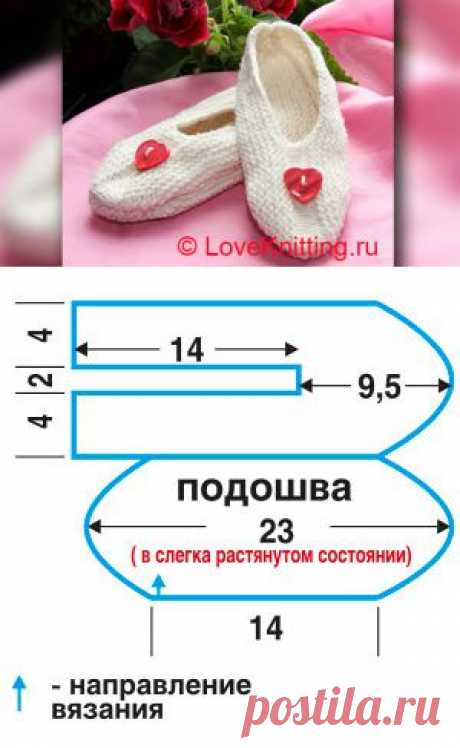 Тапочки на двух спицах | Loveknitting.ru