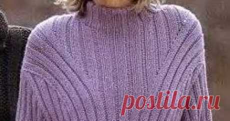 Сиреневый пуловер с карманами (вязание спицами) Простой, но очень стильный пуловер с карманами. Простой узор пуловера ничуть не портит его, даже наоборот, позволяет начинающим вязальщицам ...