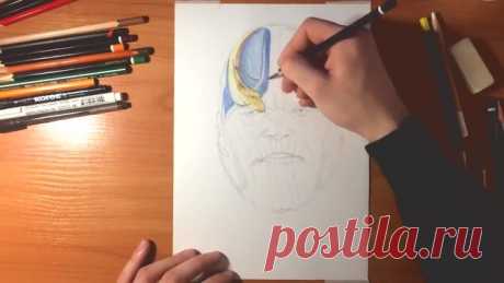 Портрет Таноса цветными карандашами Marvel | Portrait of Thanos with colored pencils by Юмор и приколы