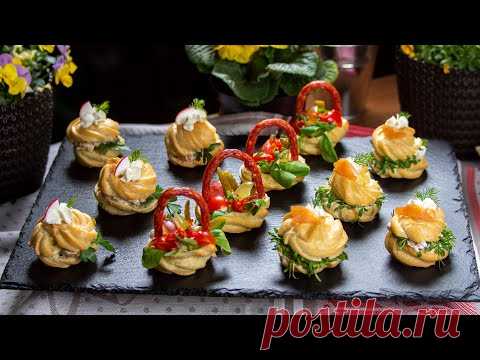 Профитроли с лососем, кабано и кресс-салатом. Вкусные идеи для вечеринок!