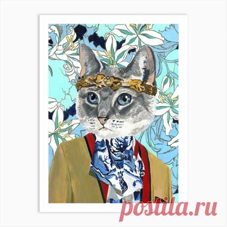Gray Cat Art Print Fine art print using water-based inks on sustainably sourced cotton mix archival paper.
• Available in multiple sizes 
• Trimmed with a 2cm / 1" border for framing 
• Available framed in white, black, and oak wooden frames