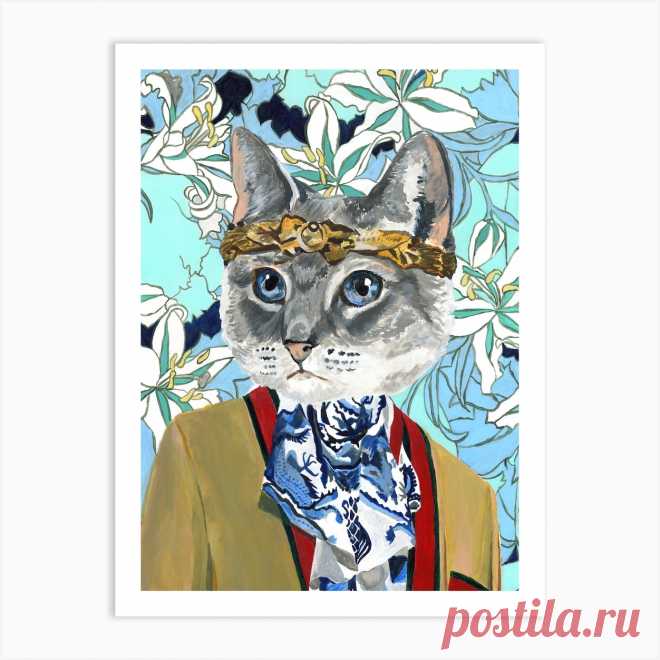 Gray Cat Art Print Fine art print using water-based inks on sustainably sourced cotton mix archival paper.
• Available in multiple sizes 
• Trimmed with a 2cm / 1
