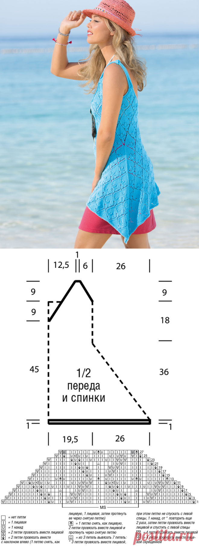 Туника пляжная связать спицами схема и описание