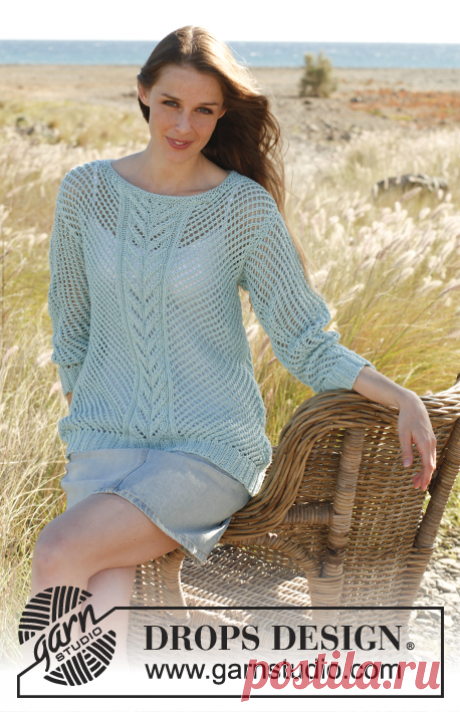 Shell / DROPS 145-14 - Free knitting patterns by DROPS Design Knitted DROPS jumper with lace pattern in ”Cotton Light”. Size: S - XXXL.