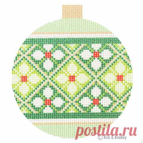 NTG KB091 - Verona Bauble - Como Introducing Kirk &amp; Bradley's line of stitch printed canvases. This canvas was printed using state of the art printing technology. Verona Bauble - ComoStyle: NTG 091Size: 4" RoundMesh: 18