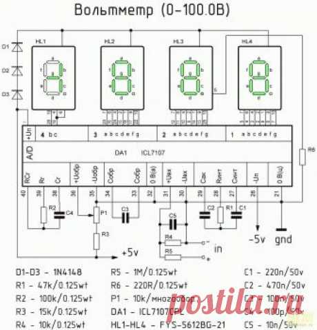 РадиоКот :: Амперметр и вольтметр на ICL7107CPL (КР572ПВ2) для лабораторного блока питания.