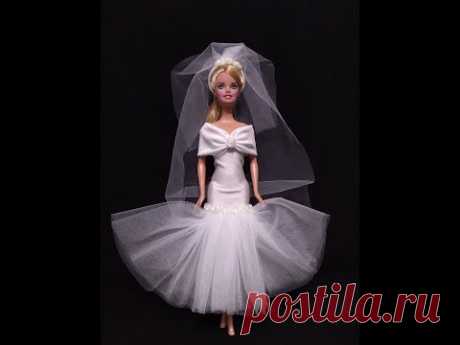 Свадебное платье и фата для Барби // Wedding dress and veil for Barbie