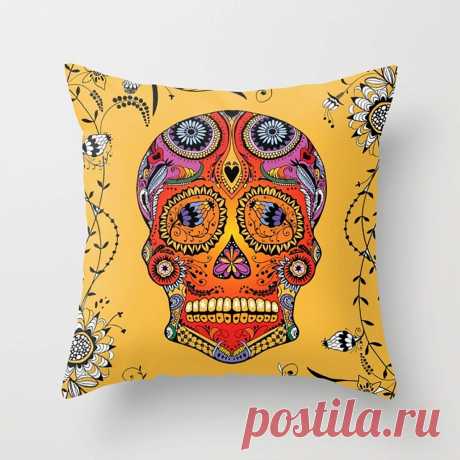 Amazon.com: MostFans Throw Pillow Covers Yellow Sugar Skull Cushion Covers with Square Pillowcases Soft Microfiber For Sofa Set: Home & Kitchen