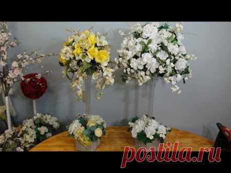 Dollar Store Table Centrepiece Ideas with Artificial Flowers DIY - YouTube