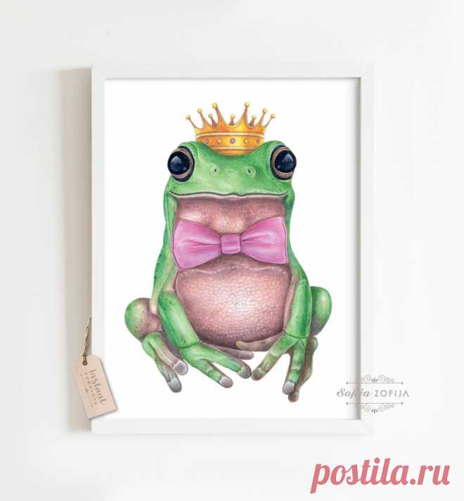 Green Frog Prince Nursery Wall Art Prints Printable Fantasy | Etsy