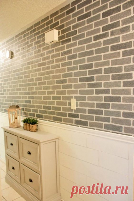 DIY Brick Stenciled Hallway Accent Wall | Hometalk